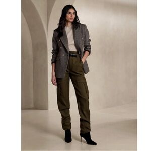 Banana Republic Lido Wool Carago Pant Size 18 Olive Green Office High Rise NEW